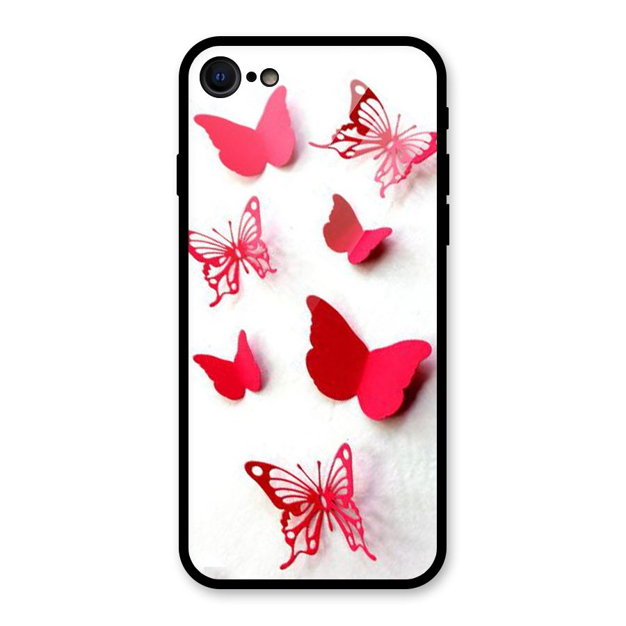 Red Butterflies Glass Back Case for iPhone 7