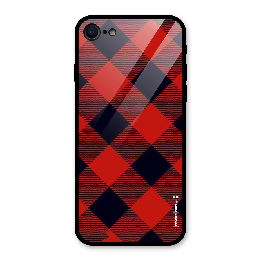 Red Diagonal Check Glass Back Case for iPhone 7