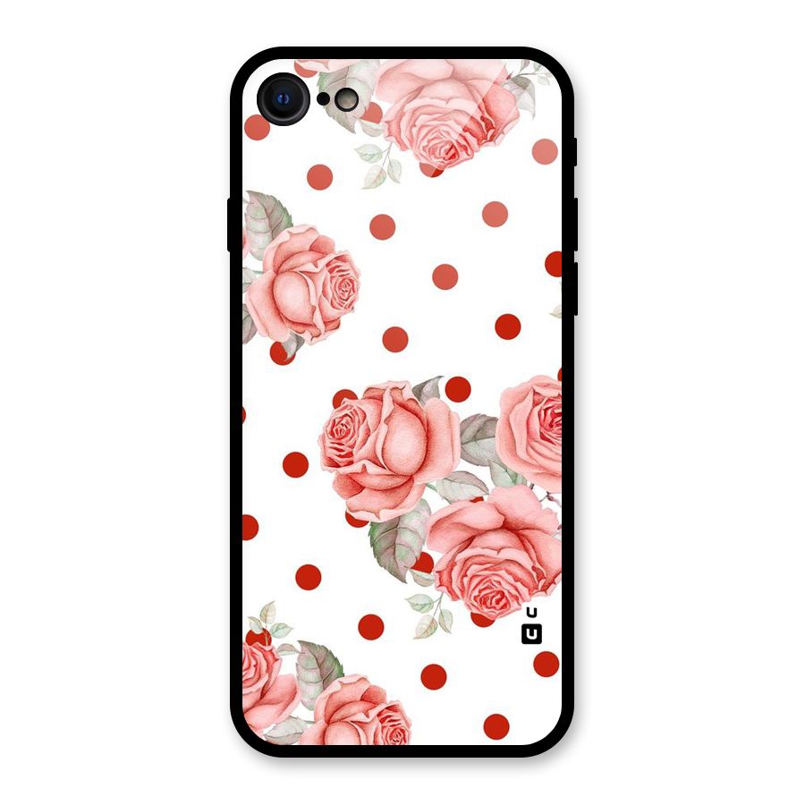Red Peach Shade Flowers Glass Back Case for iPhone 7