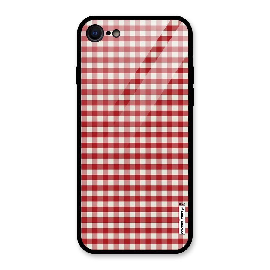 Red White Check Glass Back Case for iPhone 7