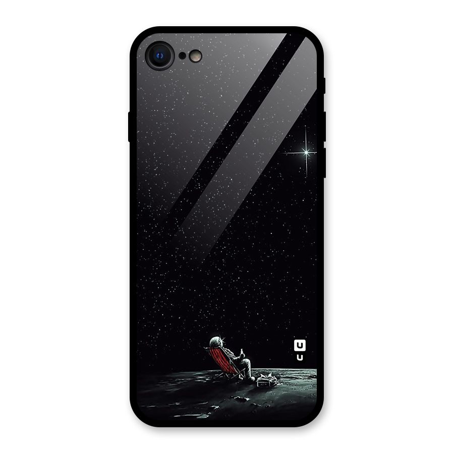 Resting Spaceman Face Glass Back Case for iPhone 7