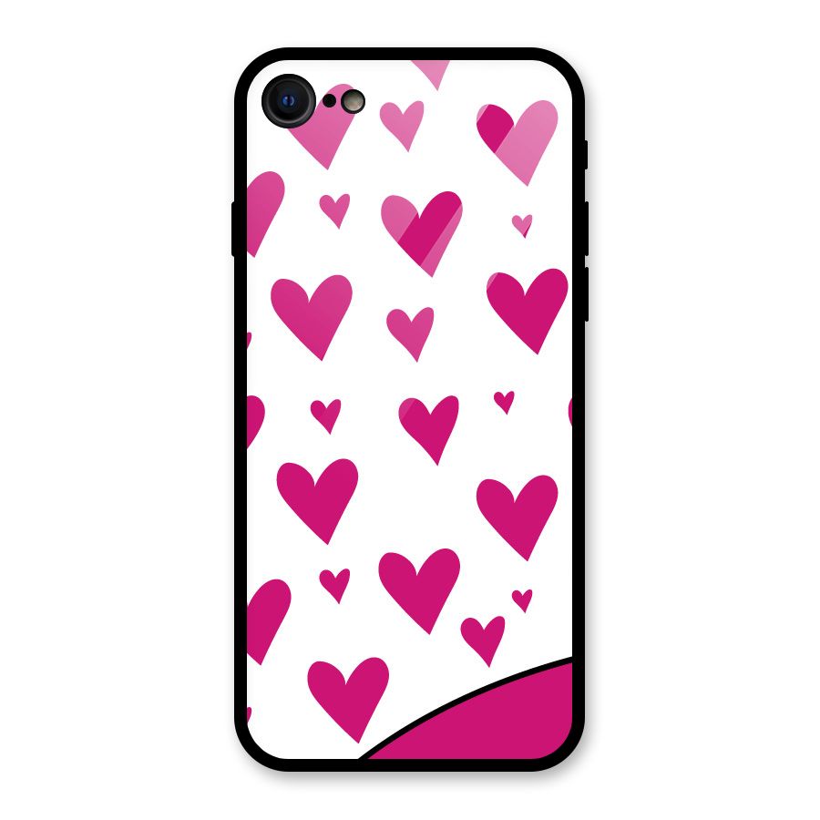 Romantic Couples with Hearts Glass Back Case for iPhone 7