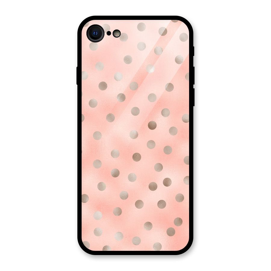RoseGold Polka Dots Glass Back Case for iPhone 7