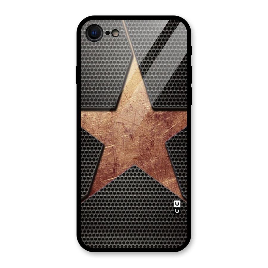 Rugged Gold Star Glass Back Case for iPhone 7