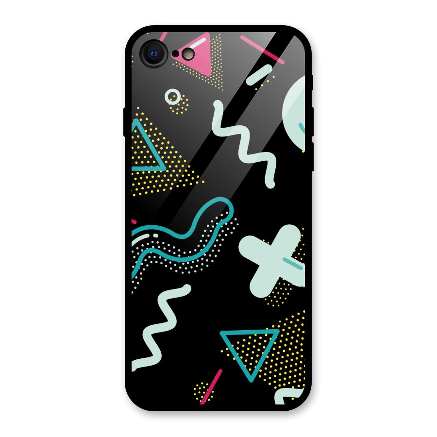 Shapes Pattern Glass Back Case for iPhone 7