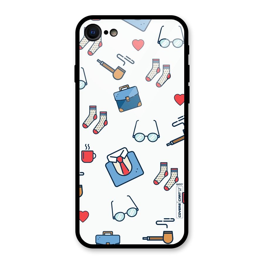 Shirt Spectacles Pattern Glass Back Case for iPhone 7