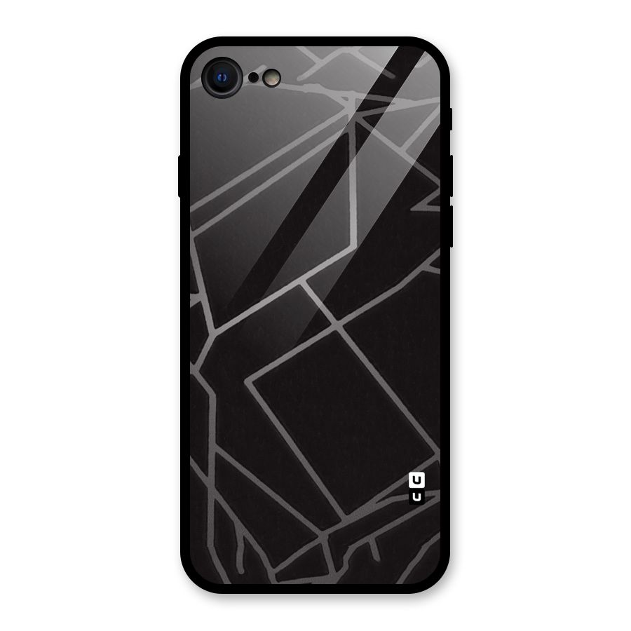 Silver Angle Design Glass Back Case for iPhone 7