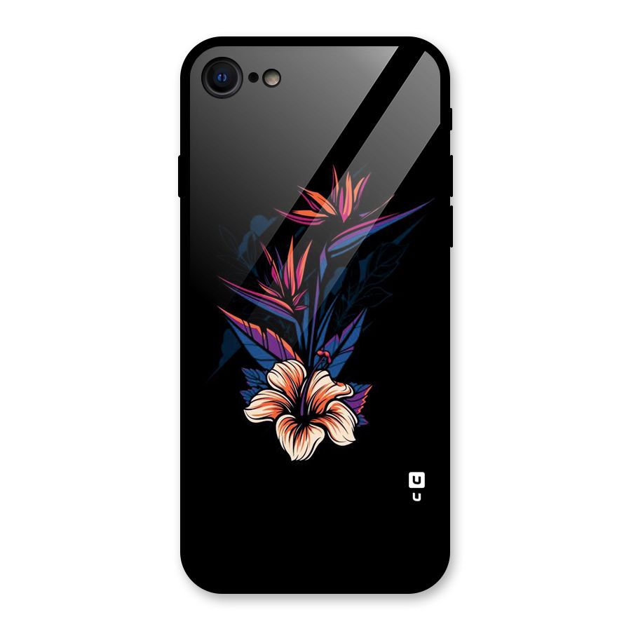 Single Painted Flower Glass Back Case for iPhone 7