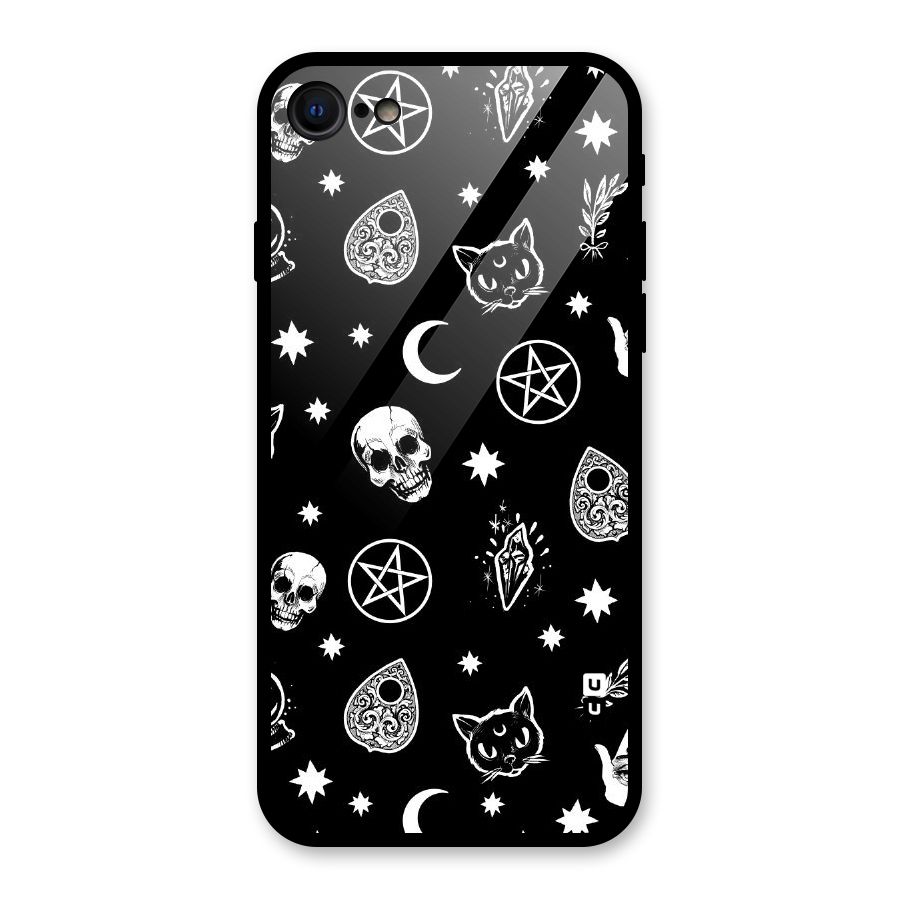 Skull Moon Design Glass Back Case for iPhone 7