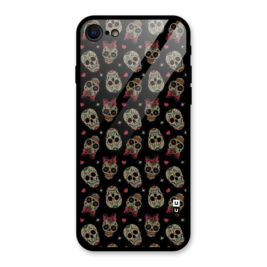 Skull Pattern Glass Back Case for iPhone 7