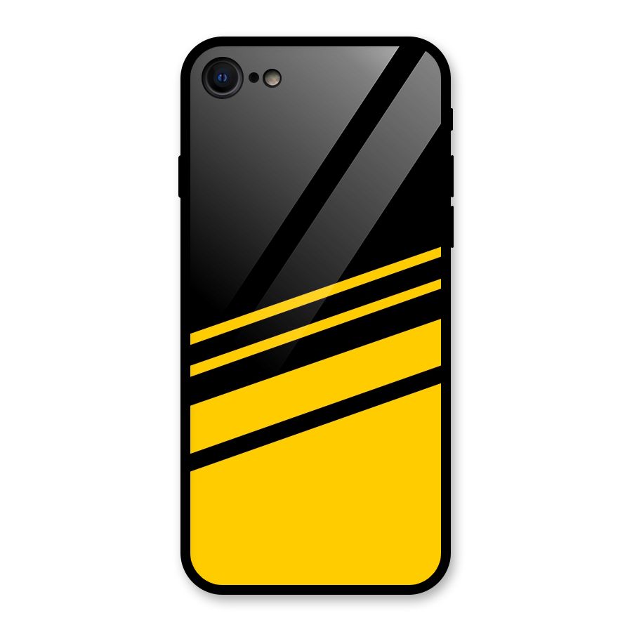 Slant Yellow Stripes Glass Back Case for iPhone 7