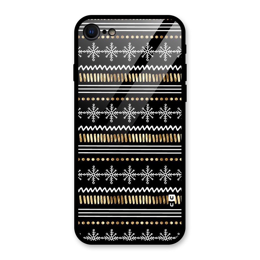 Snowflakes Gold Glass Back Case for iPhone 7