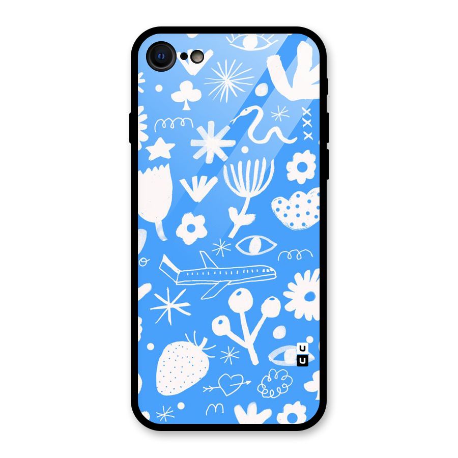 Space Blue Pattern Glass Back Case for iPhone 7