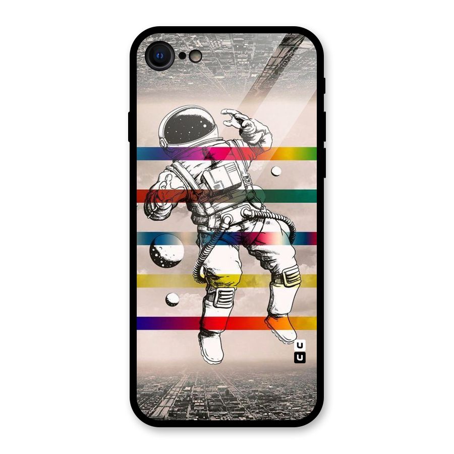 Spaceman Rainbow Stripes Glass Back Case for iPhone 7