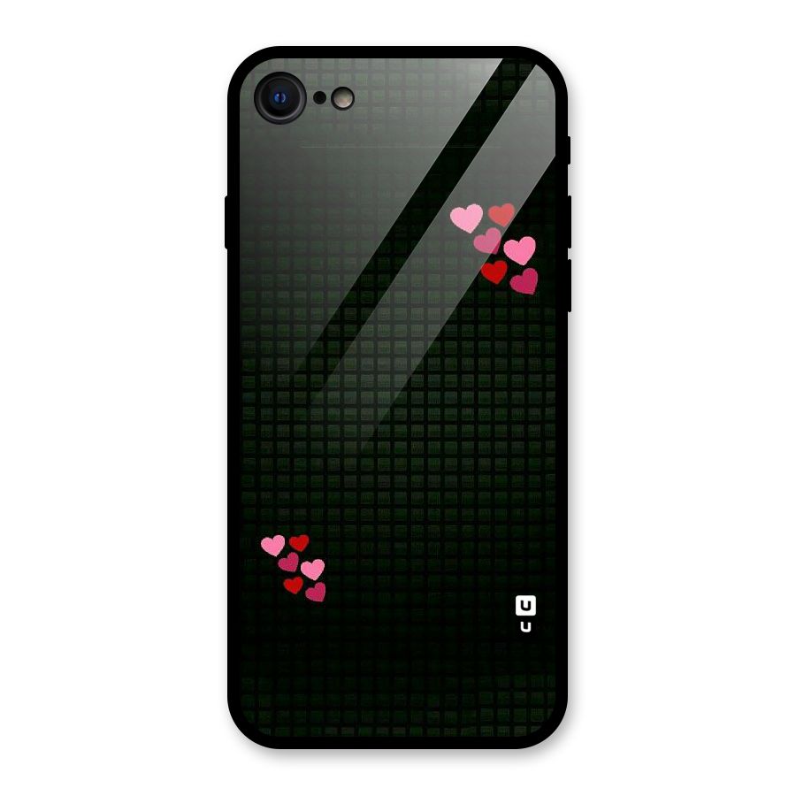 Square and Hearts Glass Back Case for iPhone 7
