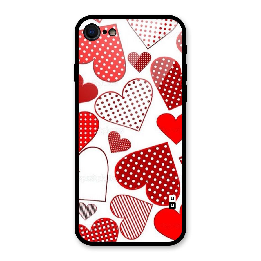 Style Hearts Glass Back Case for iPhone 7