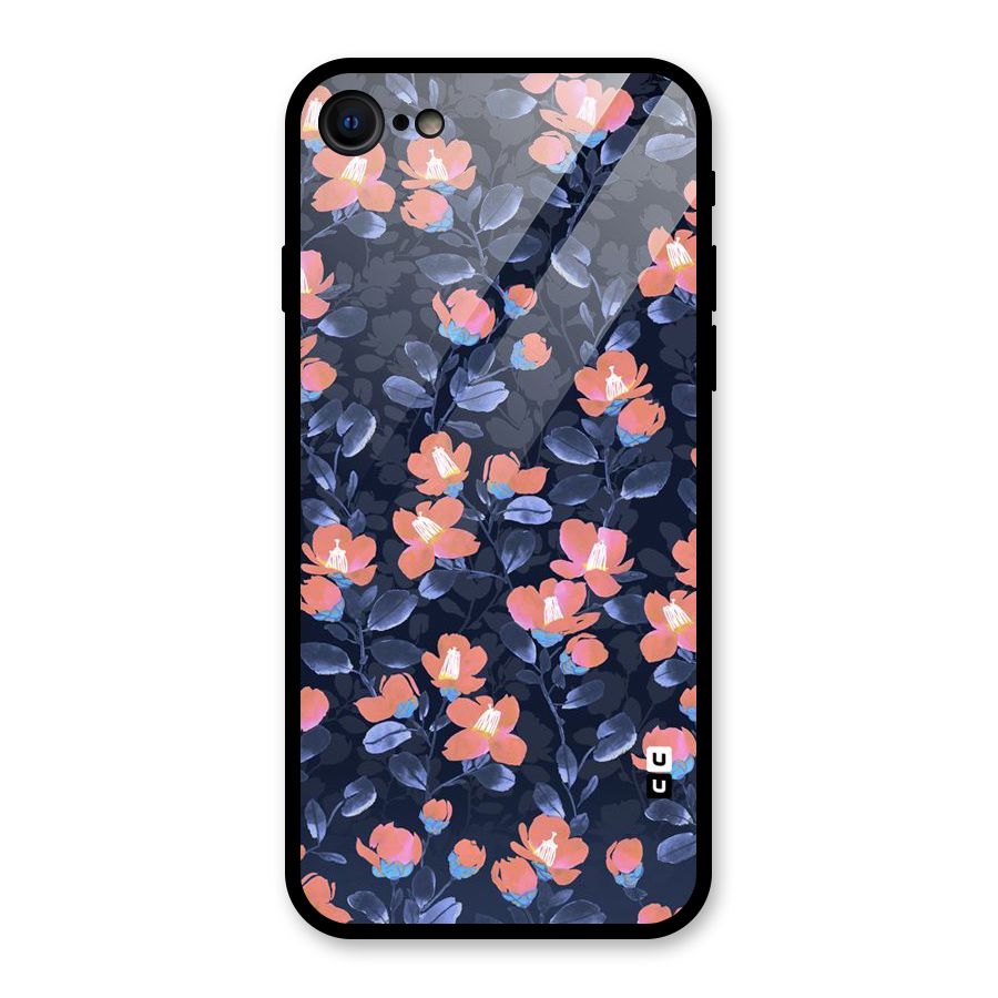 Tiny Peach Flowers Glass Back Case for iPhone 7