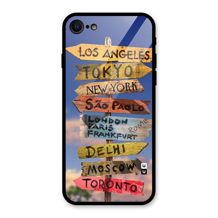 Travel Signs Glass Back Case for iPhone 7