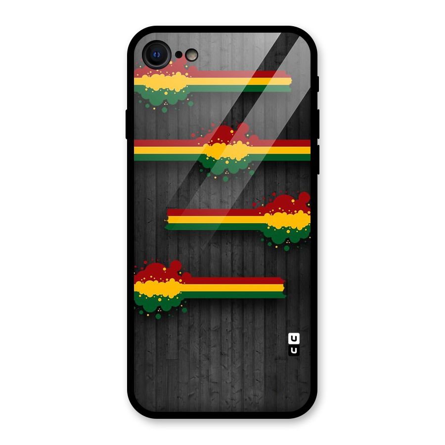 Tricolor Splash Design Glass Back Case for iPhone 7