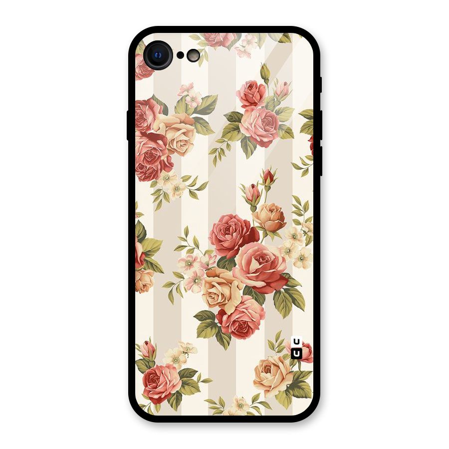 Vintage Color Flowers Glass Back Case for iPhone 7