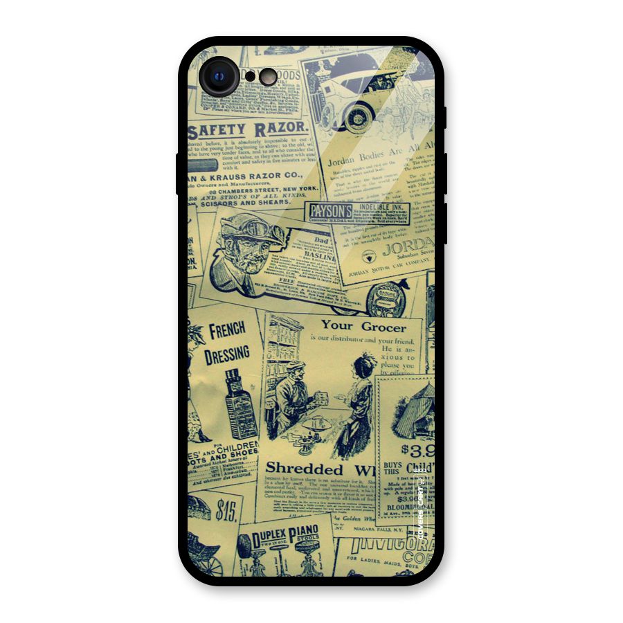 Vintage Newspaper Cutouts Glass Back Case for iPhone 7