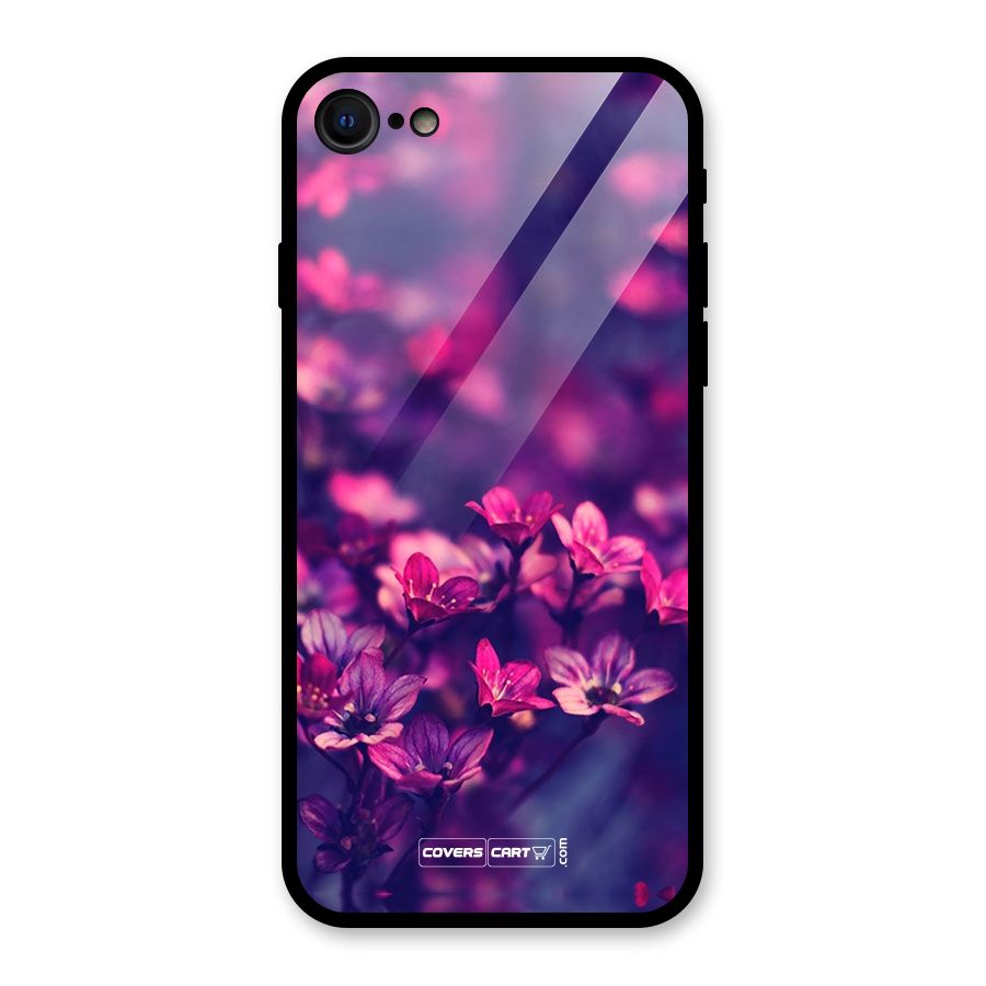 Violet Floral Glass Back Case for iPhone 7