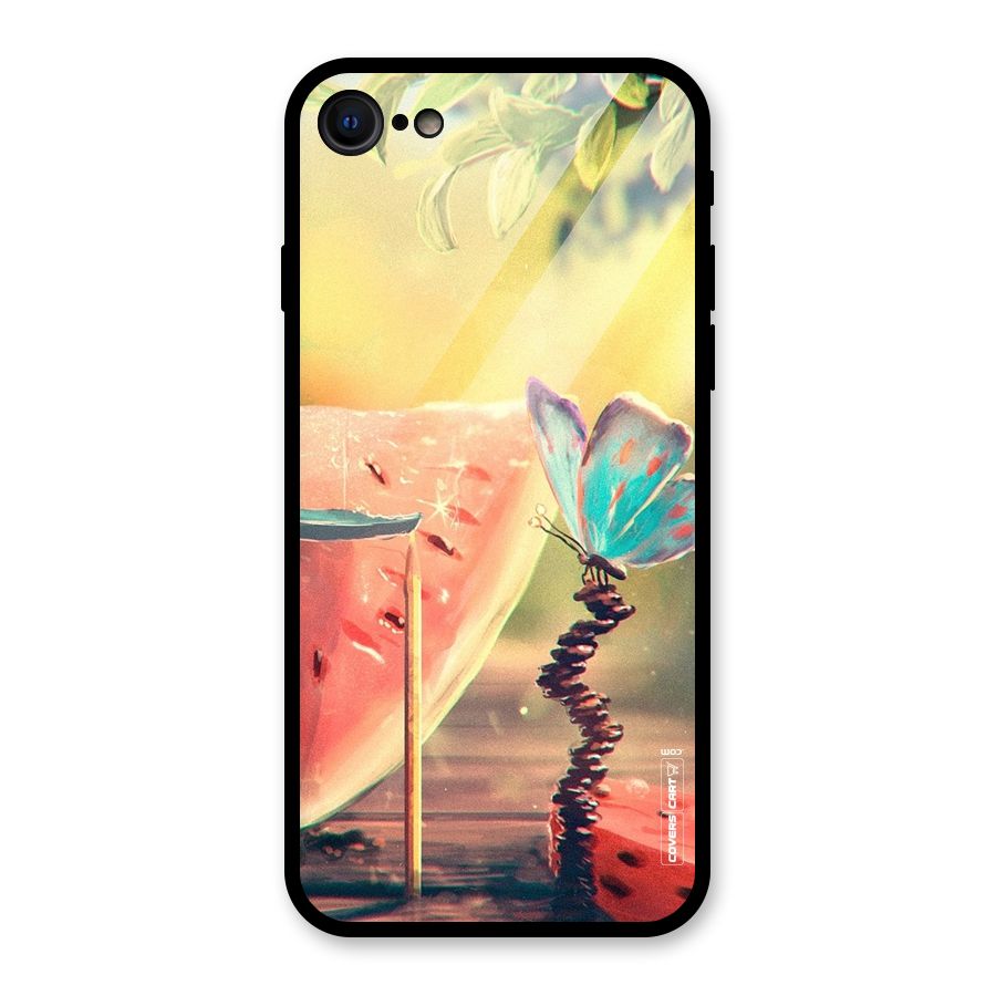 Watermelon Butterfly Glass Back Case for iPhone 7