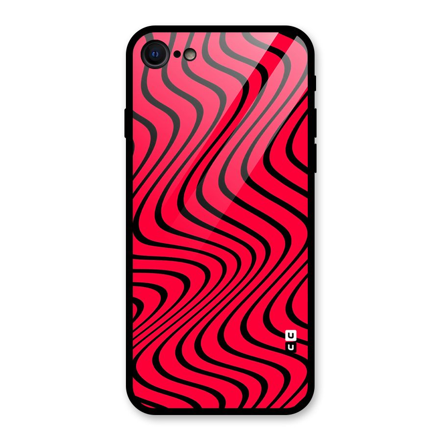 Waves Pattern Print Glass Back Case for iPhone 7