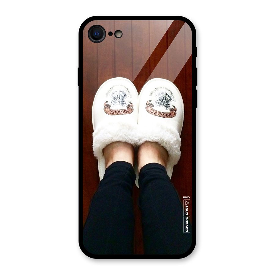 White Feets Glass Back Case for iPhone 7