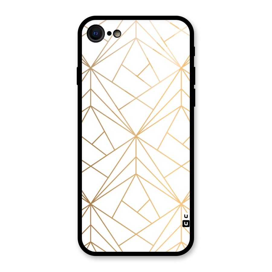 White Golden Zig Zag Glass Back Case for iPhone 7