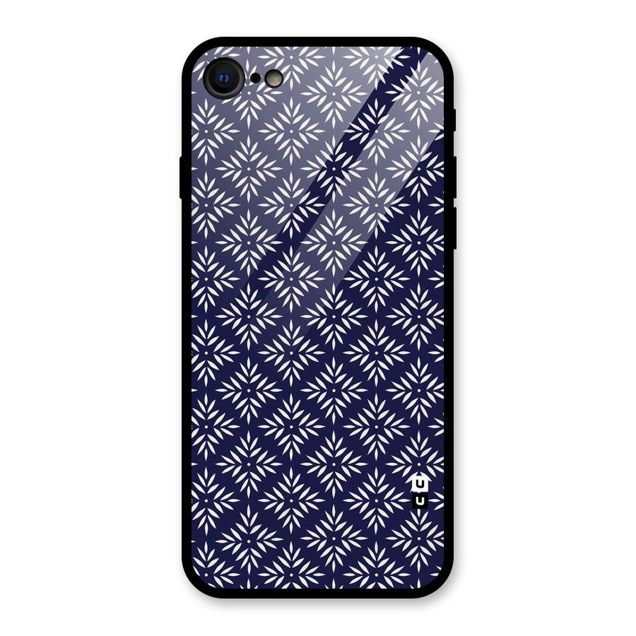 White Petals Pattern Glass Back Case for iPhone 7