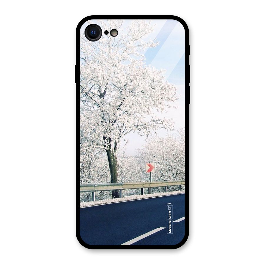 White Snow Tree Glass Back Case for iPhone 7