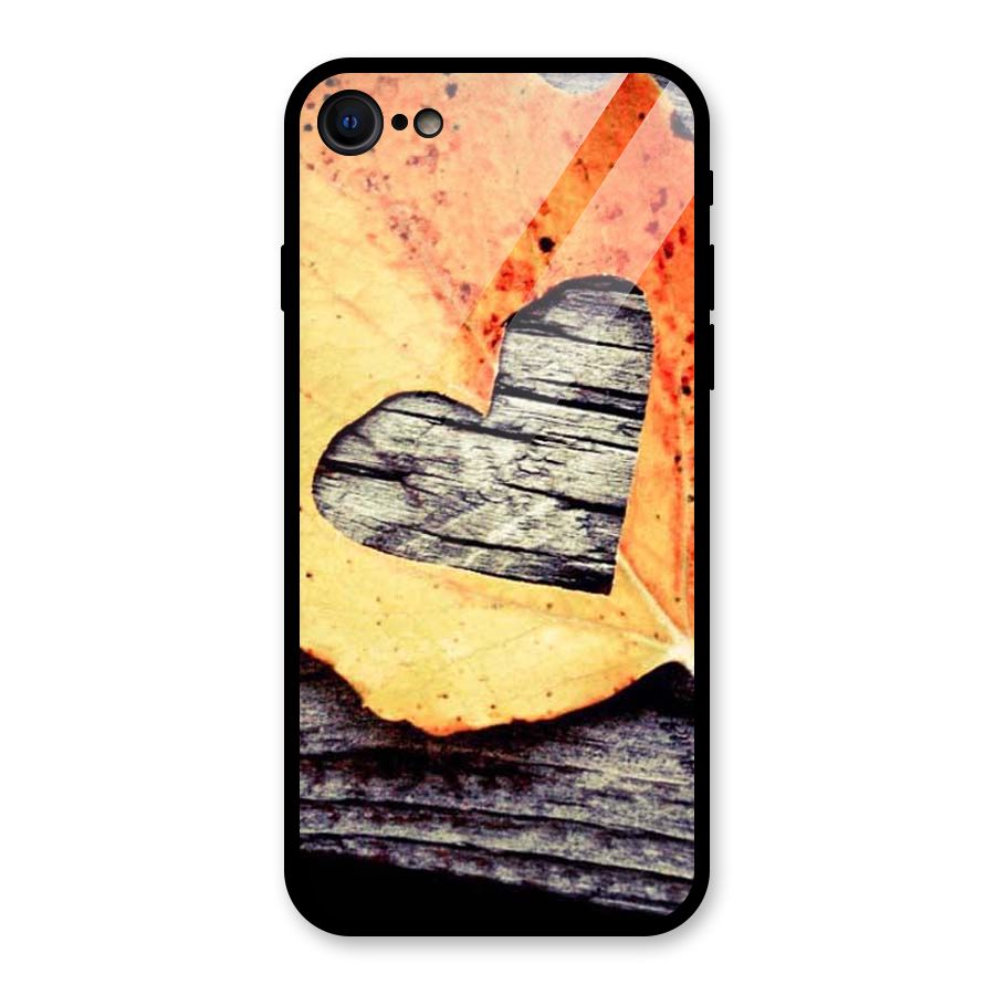 Wood Heart Leaf Glass Back Case for iPhone 7