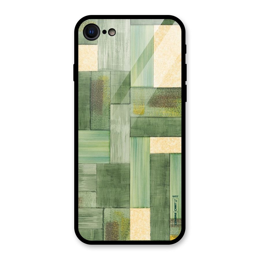 Wooden Green Texture Glass Back Case for iPhone 7