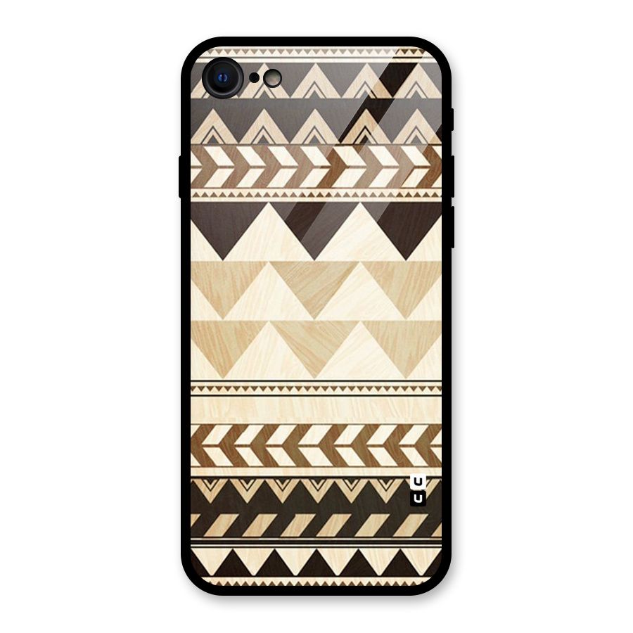Wooden Printed Chevron Glass Back Case for iPhone 7
