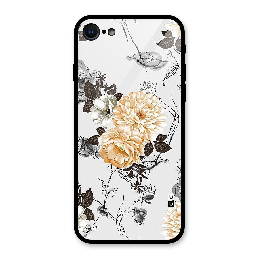 Yellow Floral Glass Back Case for iPhone 7