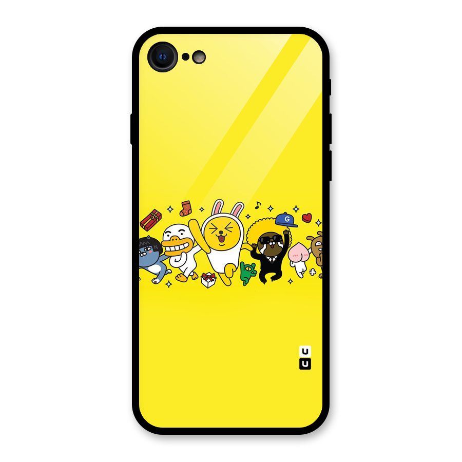Yellow Friends Glass Back Case for iPhone 7
