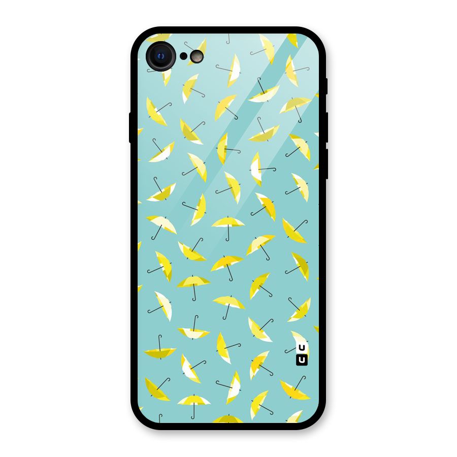 Yellow Umbrella Pattern Glass Back Case for iPhone 7