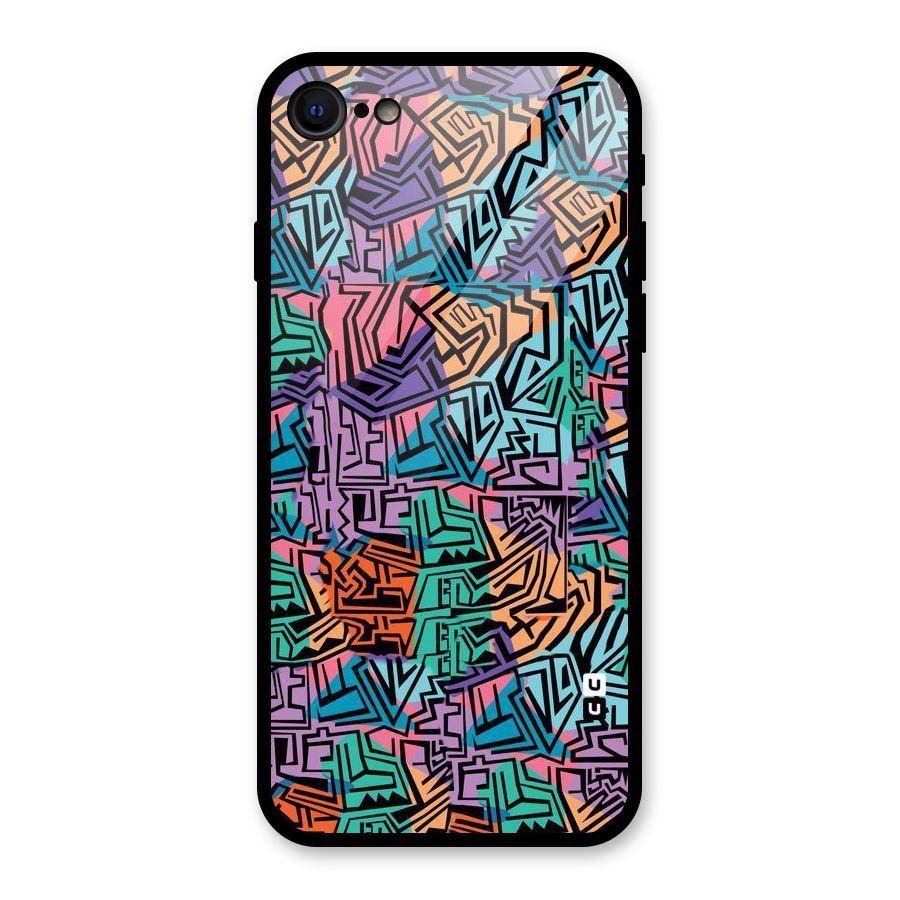 Abstract Lining Colors Glass Back Case for iPhone 8