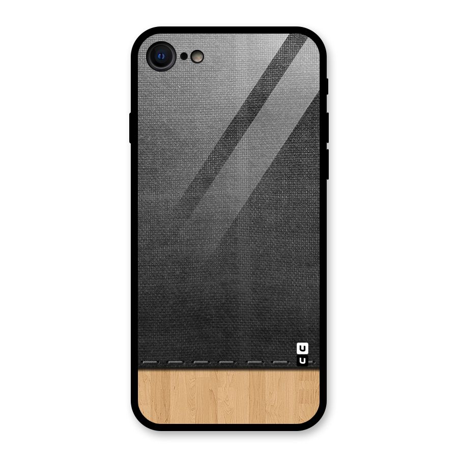 Bicolor Wood Texture Glass Back Case for iPhone 8