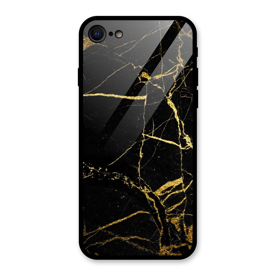 Black And Gold Design Glass Back Case for iPhone 8
