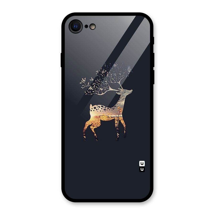Black Deer Glass Back Case for iPhone 8