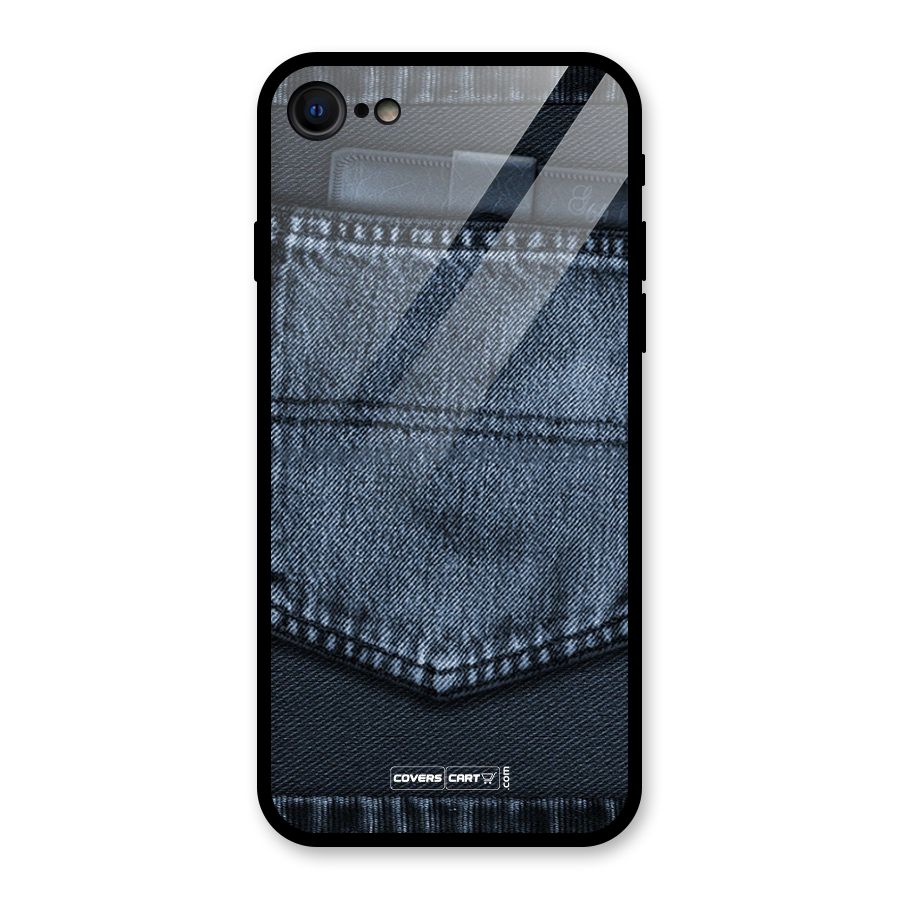 Blue Denim Glass Back Case for iPhone 8