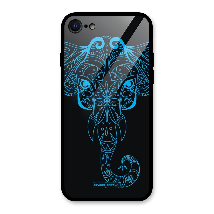 Blue Elephant Ethnic Glass Back Case for iPhone 8