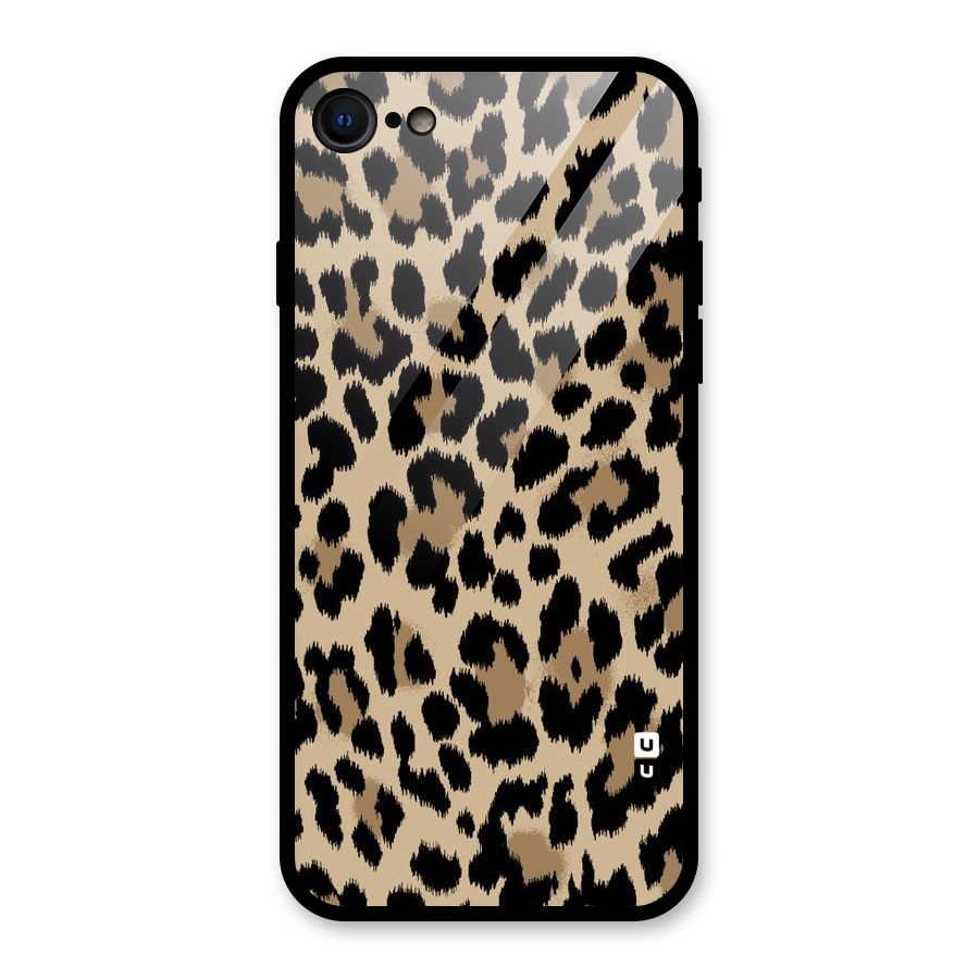Brown Leapord Print Glass Back Case for iPhone 8