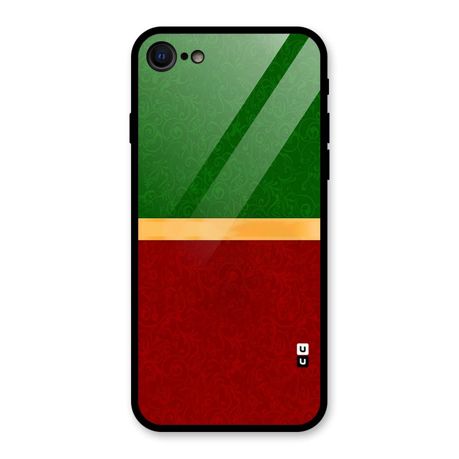 Christmas Colors Stripe Glass Back Case for iPhone 8