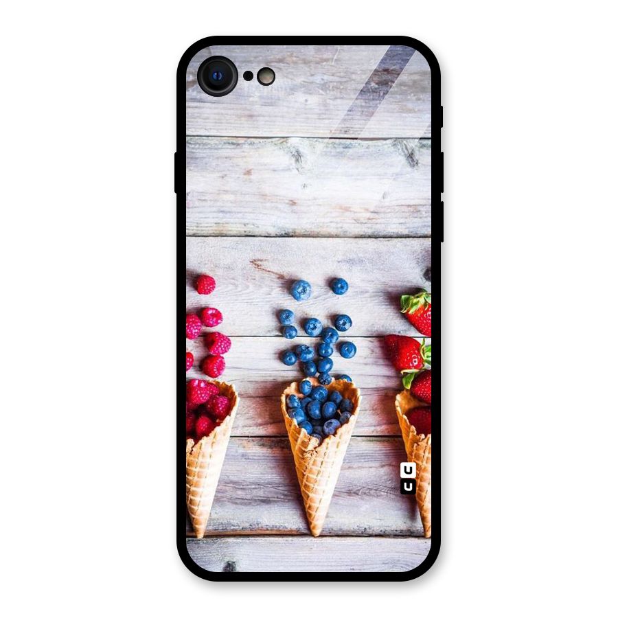 Cone Fruits Design Glass Back Case for iPhone 8