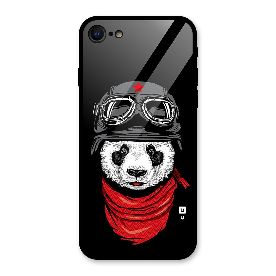 Cool Panda Soldier Art Glass Back Case for iPhone 8