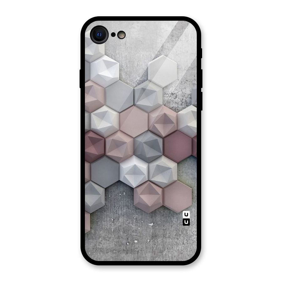 Cute Hexagonal Pattern Glass Back Case for iPhone 8
