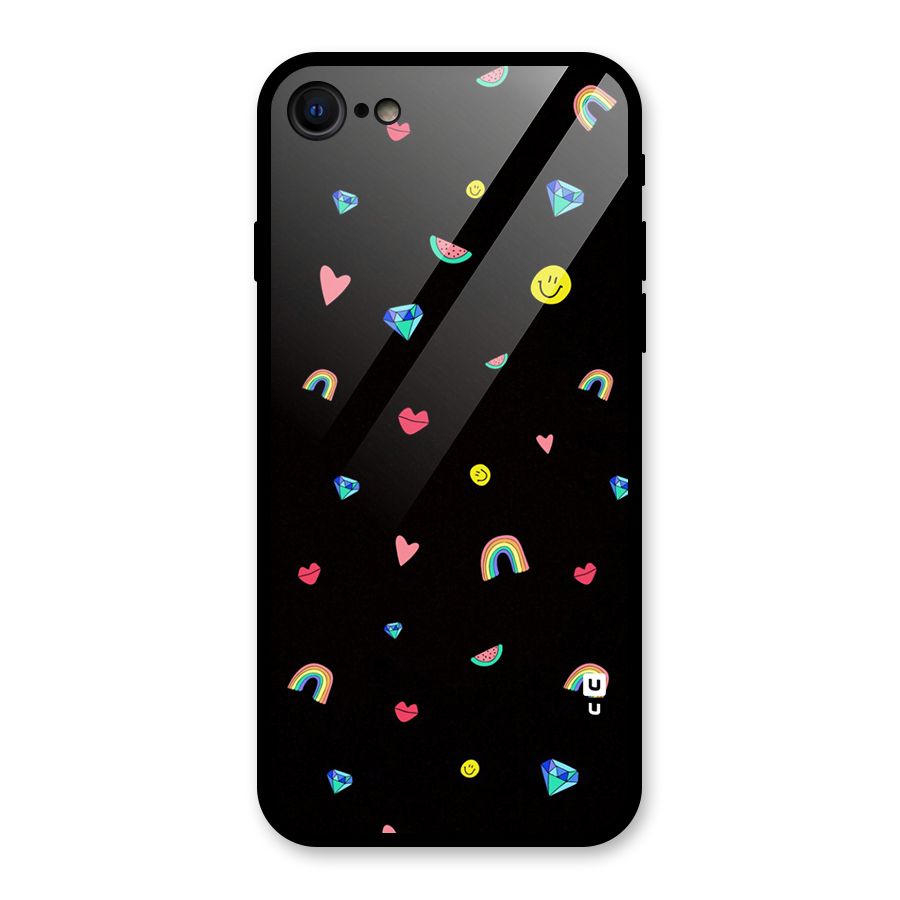 Cute Multicolor Shapes Glass Back Case for iPhone 8